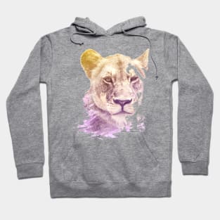 Lioness Superimposed Watercolor Hoodie